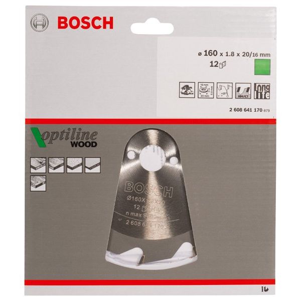 Bosch - Kreissägeblatt PRO Wood Kreissägeblatt, 2608641170 160 x 1,8 x 20 mm