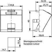 Telegärtner - Kommunikationsanschlussdose Kupfer Modulaufnahme 100021429 45x45 abgewinkelt − 10 Stück