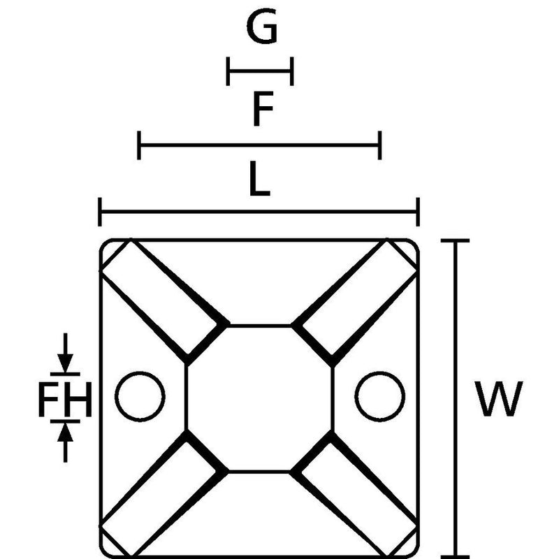 HellermannTyton - Befestigungssockel und -element für Kabelbinder Klebesockel MB5A3-N66-BK-C1 − 100 Stück