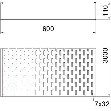 OBO Bettermann - Kabelrinne SKS gelocht SKS 160 FS 110x600x3000 Stahl − 3 Meter