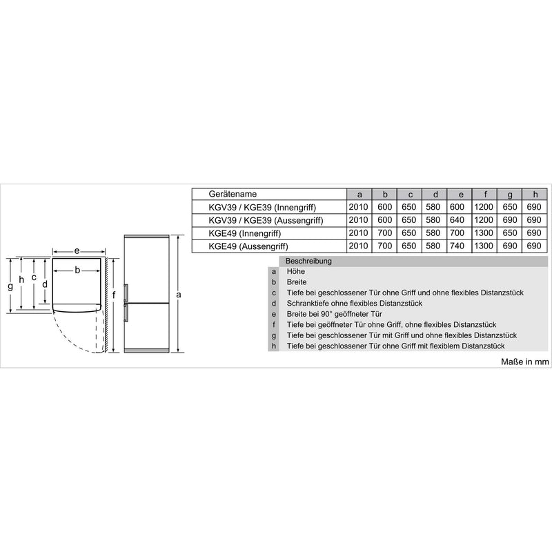 Bosch - Kühl-/Gefrierkombination Kühl/Gefrierkombi KGE39ALCA Serie6
