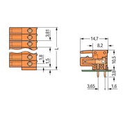 WAGO - Leiterplattensteckverbinder THT-Federleiste abgewink. 734-566 Maß 3,81mm,orange − 100 Stück