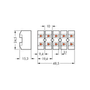 WAGO - Steckklemme Netzanschlussklemme 272-103/201-000 ohne Rastfüße,weiß − 500 Stück