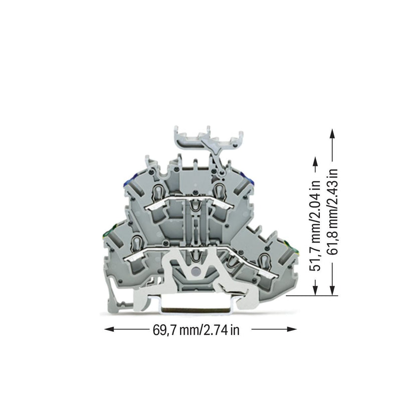 WAGO - Schutzleiter-Reihenklemme Doppelstockklemme 2002-2247 − 50 Stück