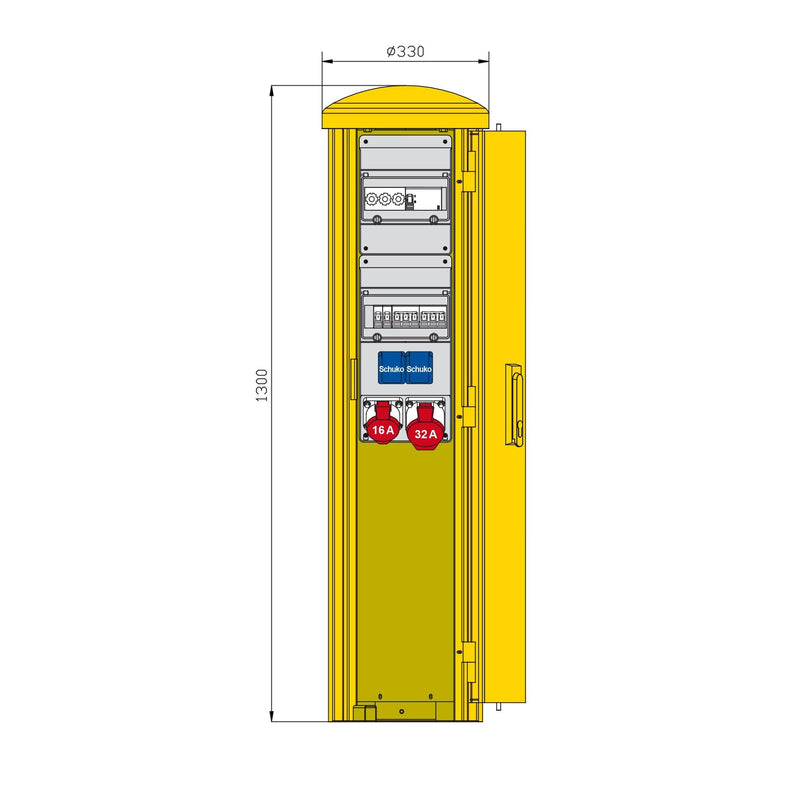 Walther Werke - Baustromverteiler Pollersäule 83313010 3 LS 2 CEE-Abgängen