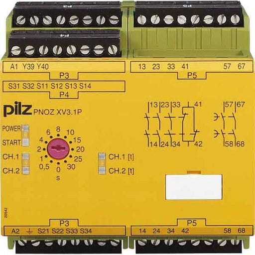 Pilz - Gerät zur Überwachung von sicherheitsgerichteten Stromkreisen Not-Aus-Schaltgerät PNOZ XV3.1P #777530 30/24-240ACDC3no1nc2