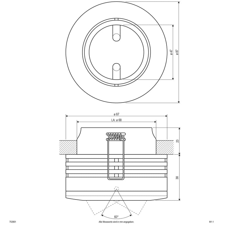 EVN Lichttechnik - Downlight/Strahler/Flutlicht HV-Halbeinbauleuchte 753 901 ws 50W ws