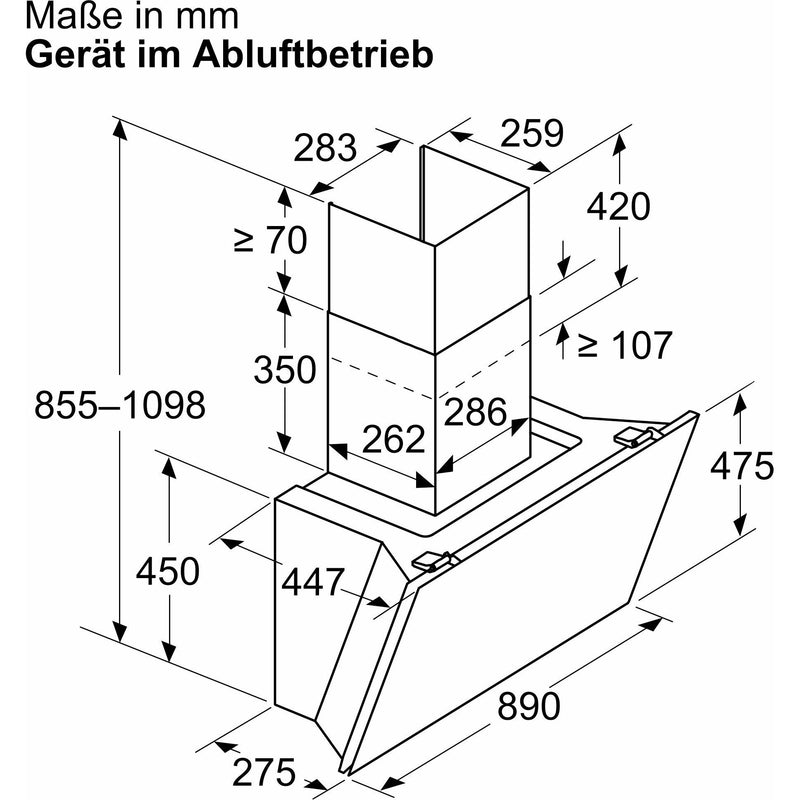 Bosch - Dunstabzugshaube Wandesse Schrägdesign DWK91LT60 Serie8,HomeConnect
