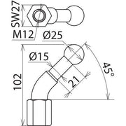 DEHN - Festpunkt für EuK-Vorrichtung Kugelfestpunkt KFP 25 W45 M12 D25mm 45Gr. abgew