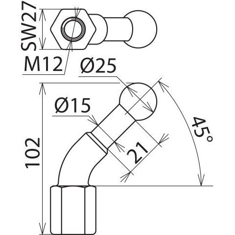 DEHN - Festpunkt für EuK-Vorrichtung Kugelfestpunkt KFP 25 W45 M12 D25mm 45Gr. abgew