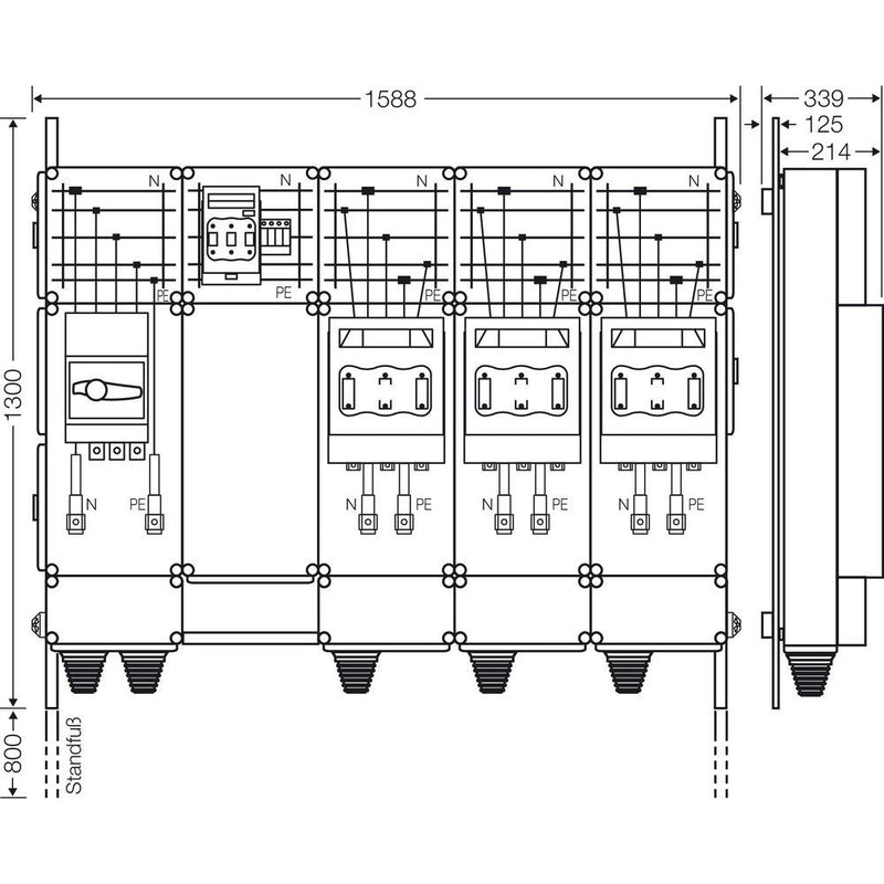 Hensel - Verteilerschrank für Energieversorgung Ladeverteiler Mi EV 200kW 3001 b. z. 3 Ladepunkte