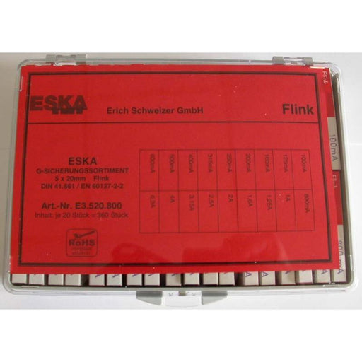 Eska - Feinsicherungssortiment Sortimentskasten E3520800 F 5x20mm 360St