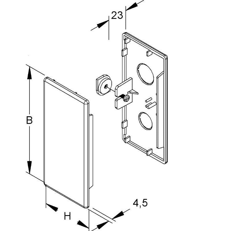 HKL - Endstück für Leitungsführungskanal Endstück gr EG60190.1 60x190 RAL7030 − 5 Stück