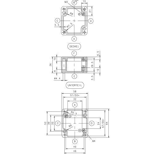 Bernstein - Leergehäuse Aluminium Gehäuse GEH.CA-060 C_UL_US 58x64x36mm