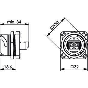 Telegärtner - LWL-Kupplung STX V1 Flanschset 100007578 LC-D Kupplung MM