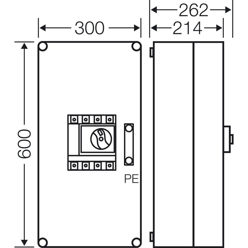 Hensel - Verteilerbaugruppe mit Leistungsschalter MiLasttrennschaltergehäuse Mi 7441 160 A, 4polig + PE