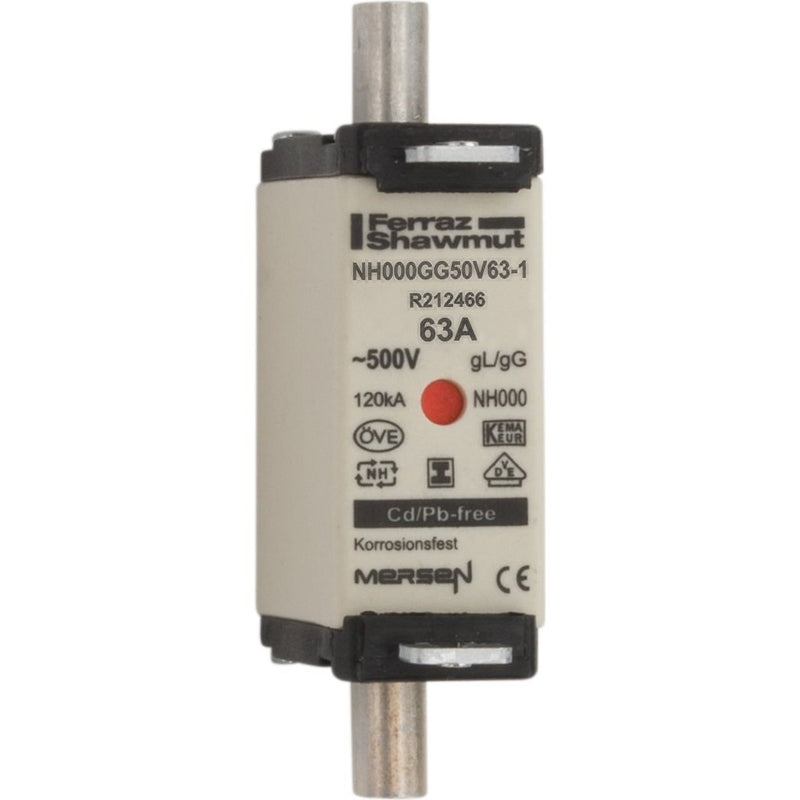 Mersen - Messersicherung NH-Sicherungseinsatz SG NH000GG50V63-1 Gr.000 gG 63A/500VKM