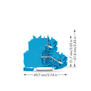 WAGO - Durchgangs-Reihenklemme Doppelstockklemme 2000-2204/099-000 Abschlussplatte,blau − 50 Stück
