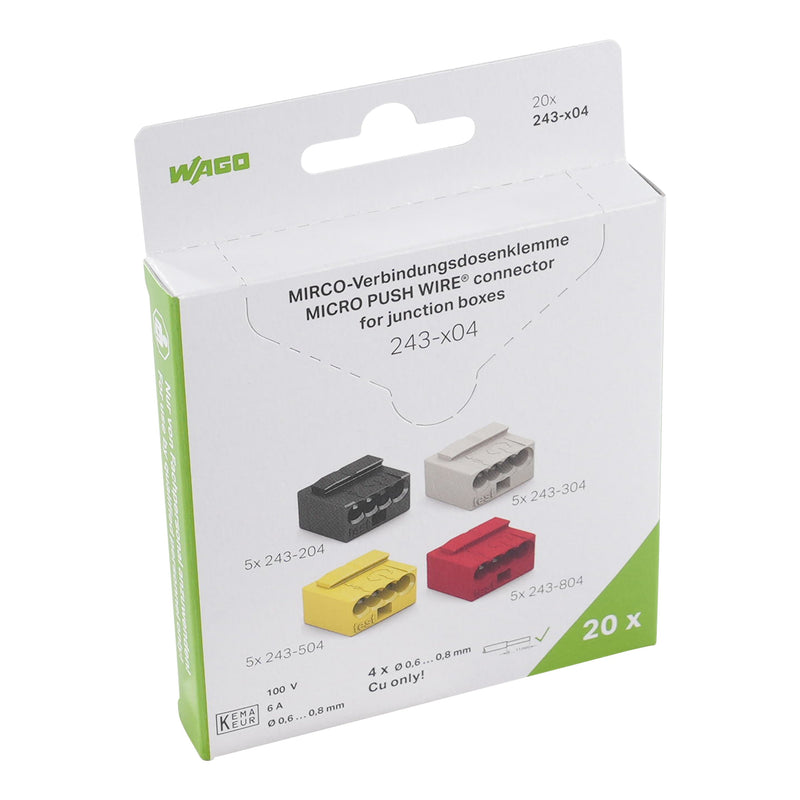 WAGO - Steckklemme Verbindungsdosenklemme 243-9294/995-020 MICRO max. 0,8mm − 20 Stück