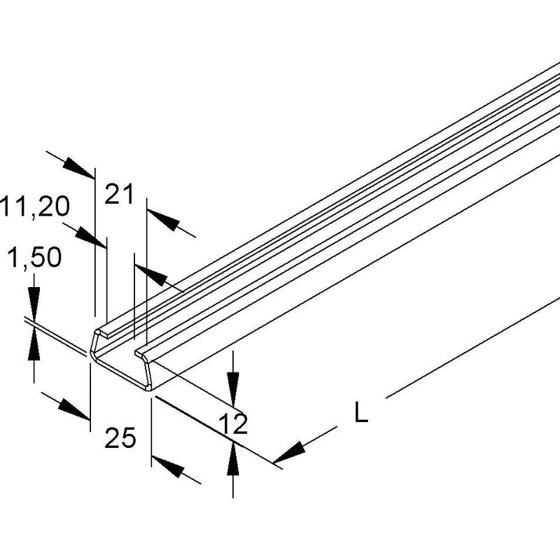 Niedax - Stiel/Profilschiene Ankerschiene 2920/2 FO − 2 Meter