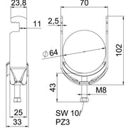 OBO Bettermann - Bügelschelle BS-F1-M-64 FT 58-64mm − 50 Stück