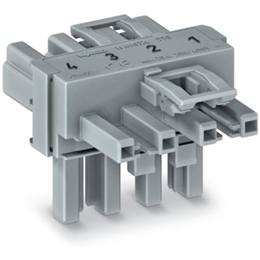 WAGO - Kompaktverteiler für steckbare Gebäudeinstallation T-Verteiler 4-polig 770-1631 Kod. B,grau − 50 Stück