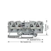 WAGO - Durchgangs-Reihenklemme Durchgangsklemme 2004-1401 4-Leiter, TS 35 − 50 Stück