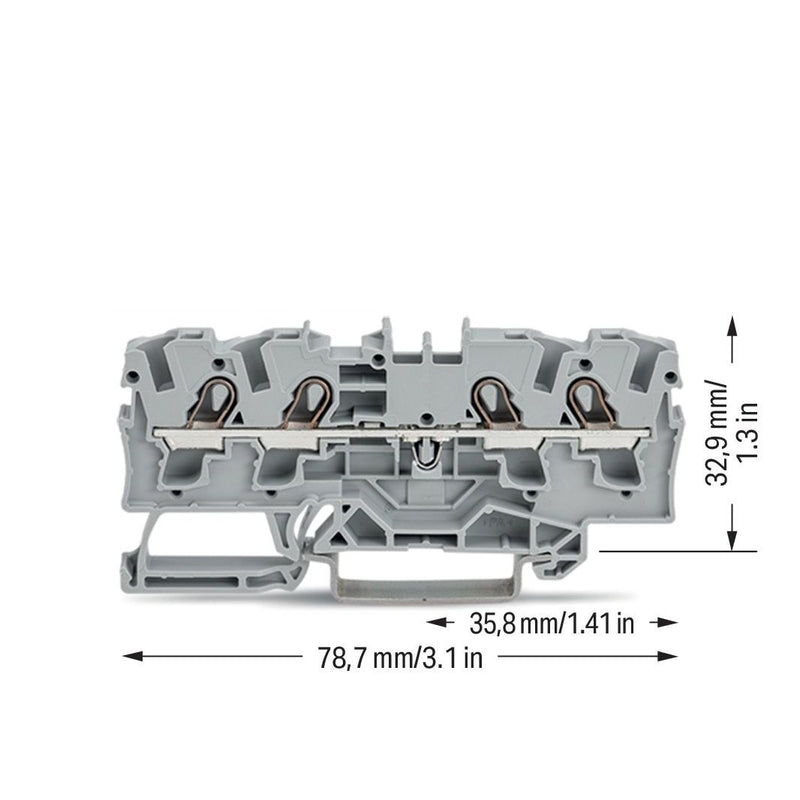 WAGO - Durchgangs-Reihenklemme Durchgangsklemme 2004-1401 4-Leiter, TS 35 − 50 Stück