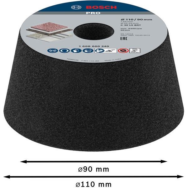 Bosch - Trenn-/Schleifscheibe PRO Stone Konischer 1608600240 Schleiftopf 90 x 110