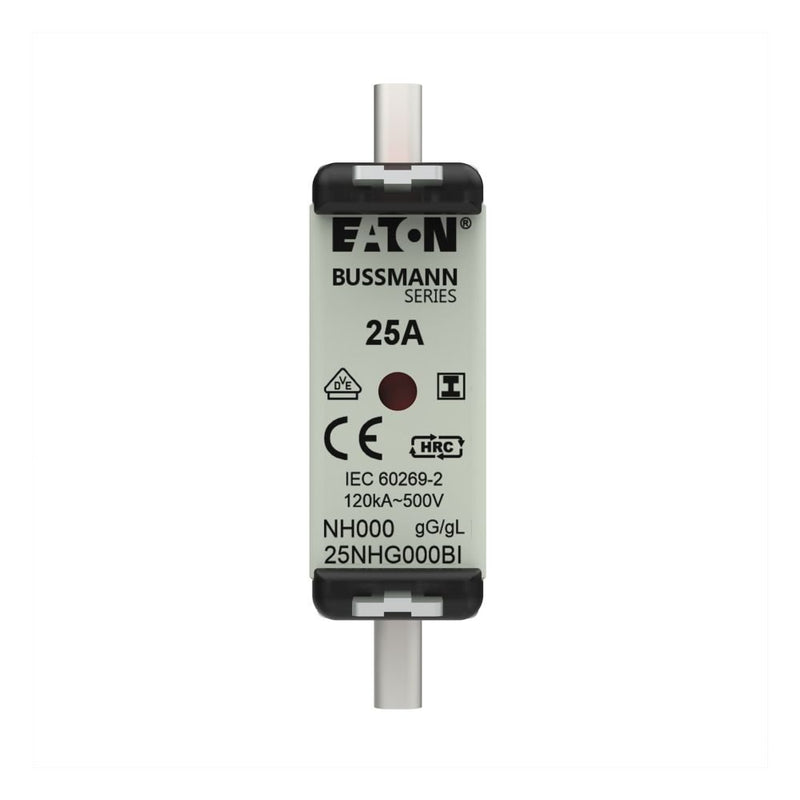 Eaton - Messersicherung Sicherungseinsatz Nieders. 25NHG000BI 25A AC 500V 120kA − 3 Stück