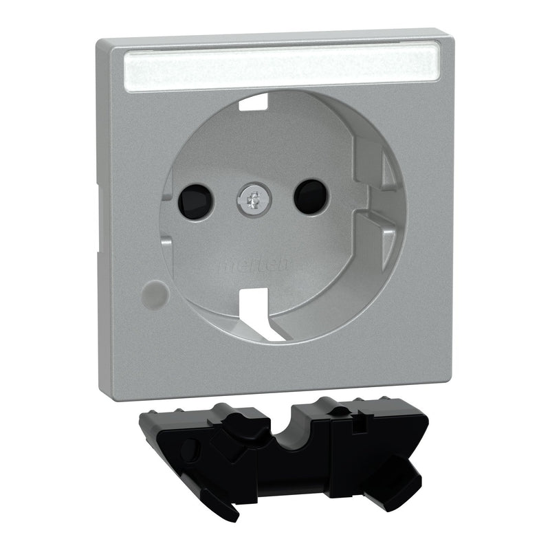 Merten - Abdeckung/Bedienelement für Installationsschalterprogramme Zentralplatte alu MEG2333-0460 f.Steckdose K-Licht