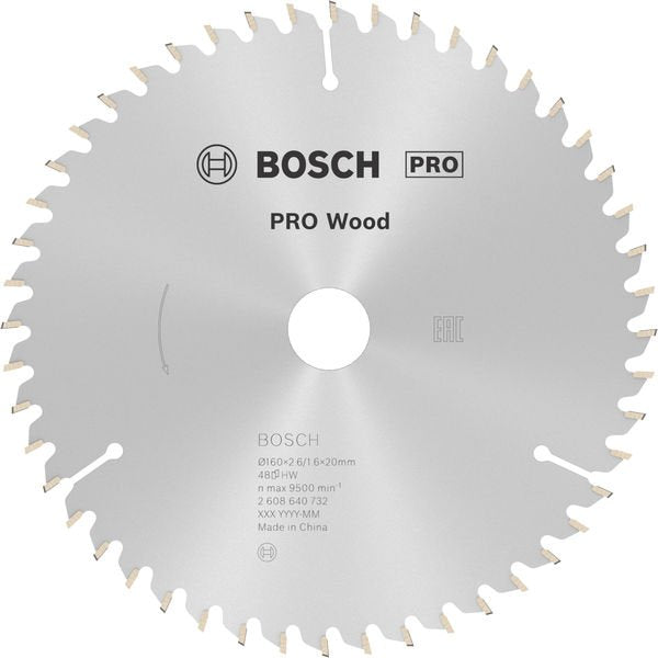 Bosch - Kreissägeblatt PRO Wood Kreissägeblatt, 2608640732 160 x 2.6 x 20 mm