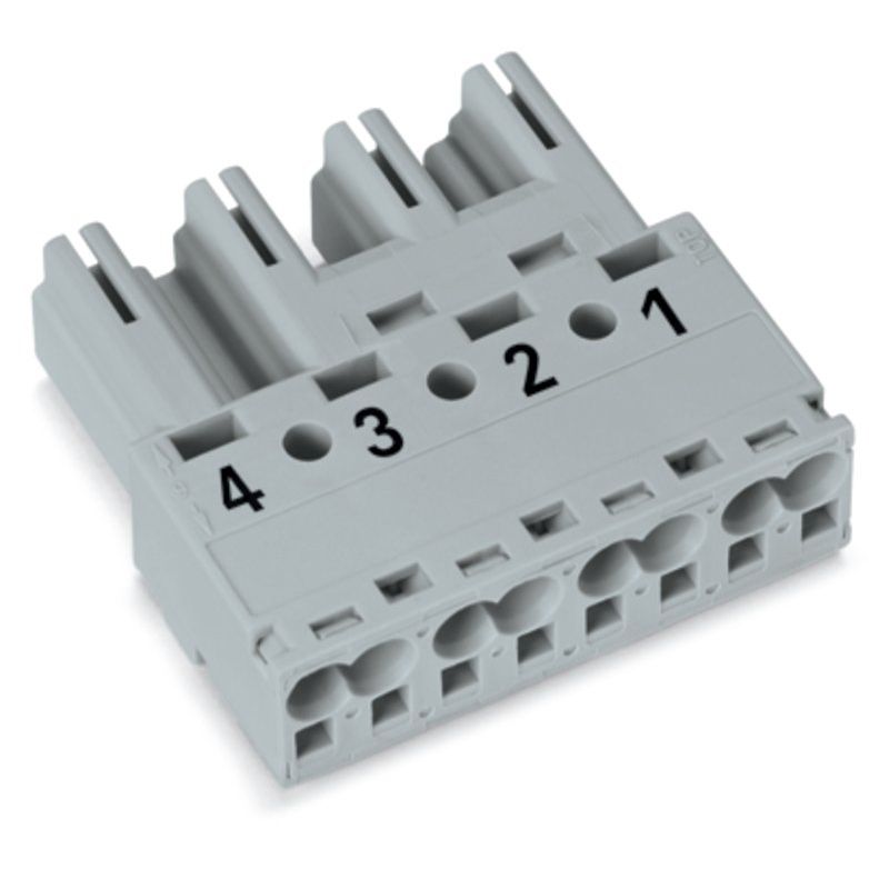 WAGO - Steckverbinder für steckbare Gebäudeinstallation Stecker 4-polig 770-254 Kod. B,grau − 50 Stück