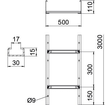 OBO Bettermann Vertr - Kabelleiter Kabelleiter SLCS 1150 3 FT Sprosse ungelocht − 3 Meter