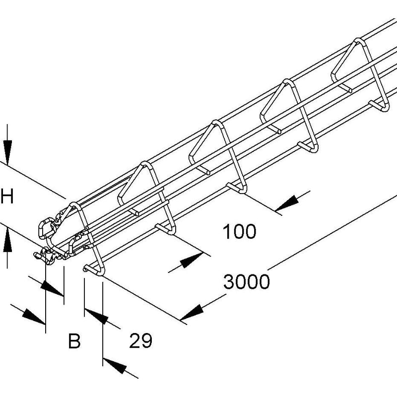 Niedax - Gitterrinne Gitterrinne V-förmig MTCT 100 V 80x80x3000mm Sta/vz − 3 Meter