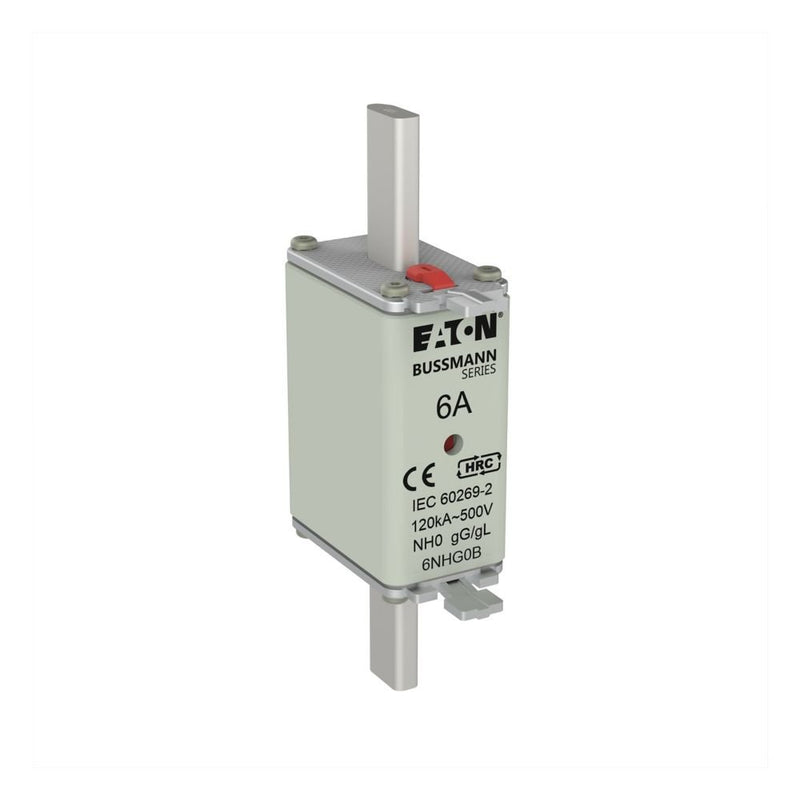Eaton - Messersicherung Sicherungseinsatz Nieders. NH FUSE 6A#6NHG0B 6A AC 500V 120kA − 3 Stück