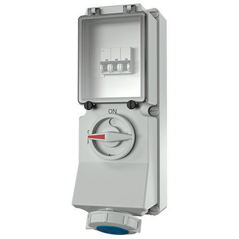 Mennekes - CEE-Steckdose abschaltbar, abgesichert (IEC 60309) Wanddose DUO 7238 16A,3p,6h,230V,IP67