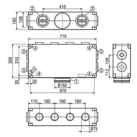Maico - Zubehör/Ersatzteile für Ventilatoren Luftverteiler MF-V75-8 8-fach