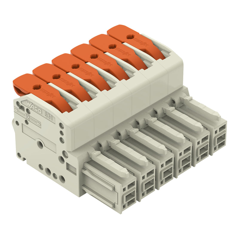 WAGO - Ein- und mehrpolige Klemmenleiste 1-Leiter-Federleiste Hebel 831-1106 Push-inCAGECLAMP,lgr − 24 Stück
