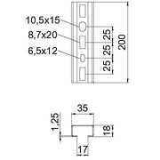 OBO Bettermann - Stiel/Profilschiene Profilschiene gelocht CML3518P0200 SW Schlitzweite 17 mm − 25 Stück