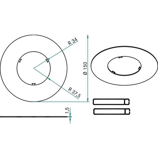Brumberg Leuchten - Mechanisches Zubehör/Ersatzteile für Leuchten Reduzierring 81005020 Außen-Durchm. 150mm