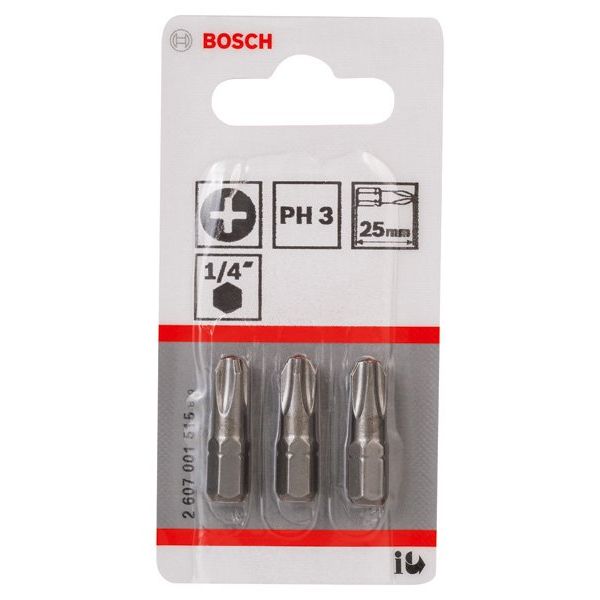 Bosch - Bit Schrauberbit Extra-Hart PH 2607001515 3, 25 mm, 3er-Pack