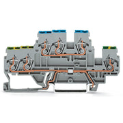 WAGO - Schutzleiter-Reihenklemme Doppelstockklemme 870-535 0,08-2,5/4qmm PE/N − 50 Stück