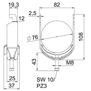 OBO Bettermann - Bügelschelle BS-U1-M-76 A2 70-76mm − 25 Stück