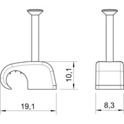 OBO Bettermann - Nagelschelle (für Kabel) Haft-Clip 2026 25 RW − 100 Stück