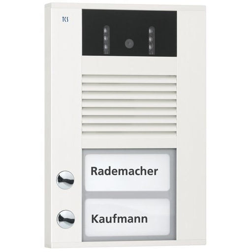 TCS Tür Control - Türstation für Türkommunikation Video color Außenstation AVD14023-0018 2Tast 1reih.AP ws