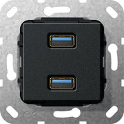Gira - Einsatz/Abdeckung für Kommunikationstechnik USB 3.0 A 2fach sw matt 568510 Kabelpeitsche