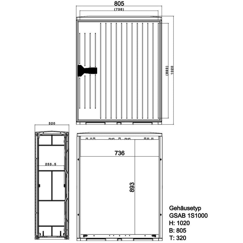GSAB Elektrotechnik - Gehäuse/Schaltschrank (leer) Normkabelverteilerschrank 1S1000MPIMC HxBxT:1000x805x320