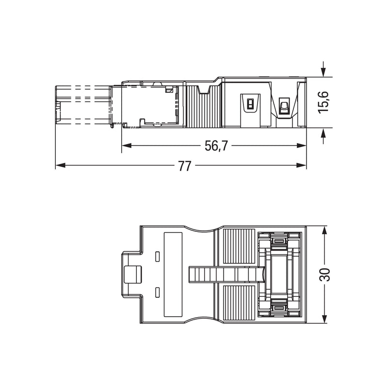 WAGO - Zubehör/Ersatzteile für steckbare Gebäudeinstallation Zugentlastungsgehäuse 770-503/035-000 Rastschelle,schwarz − 50 Stück