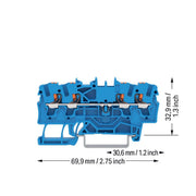 WAGO - Durchgangs-Reihenklemme 4-Leiter-Durchgangsklemme 2202-1404 2,5qmm, blau − 100 Stück